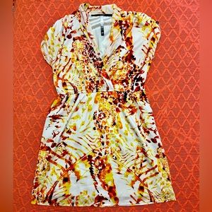 Surplice Mini Dress with Fiery Print
